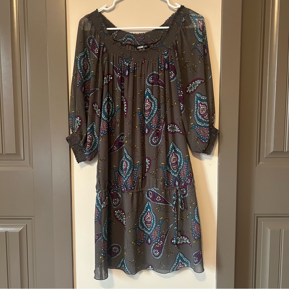 Kenzie Paisley Print Midi Dress with Drop Waist. Size XS